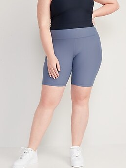 High-Waisted PowerSoft Side-Pocket Biker Shorts for Women -- 8-inch inseam