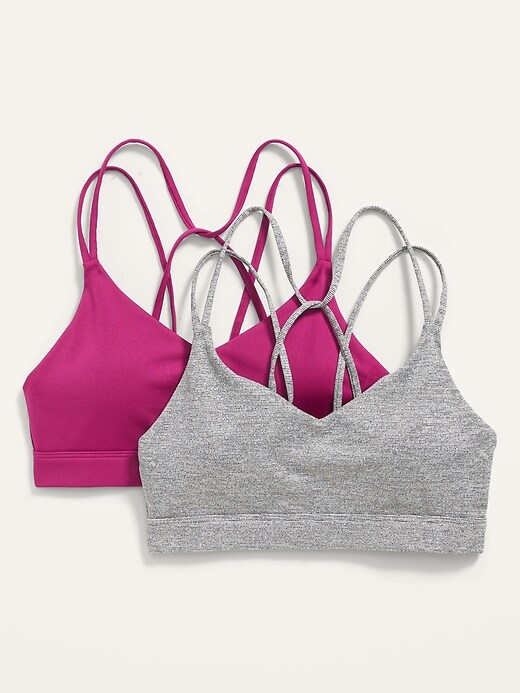Image number 7 showing, Light Support Strappy V-Neck Sports Bra 2-Pack for Women
