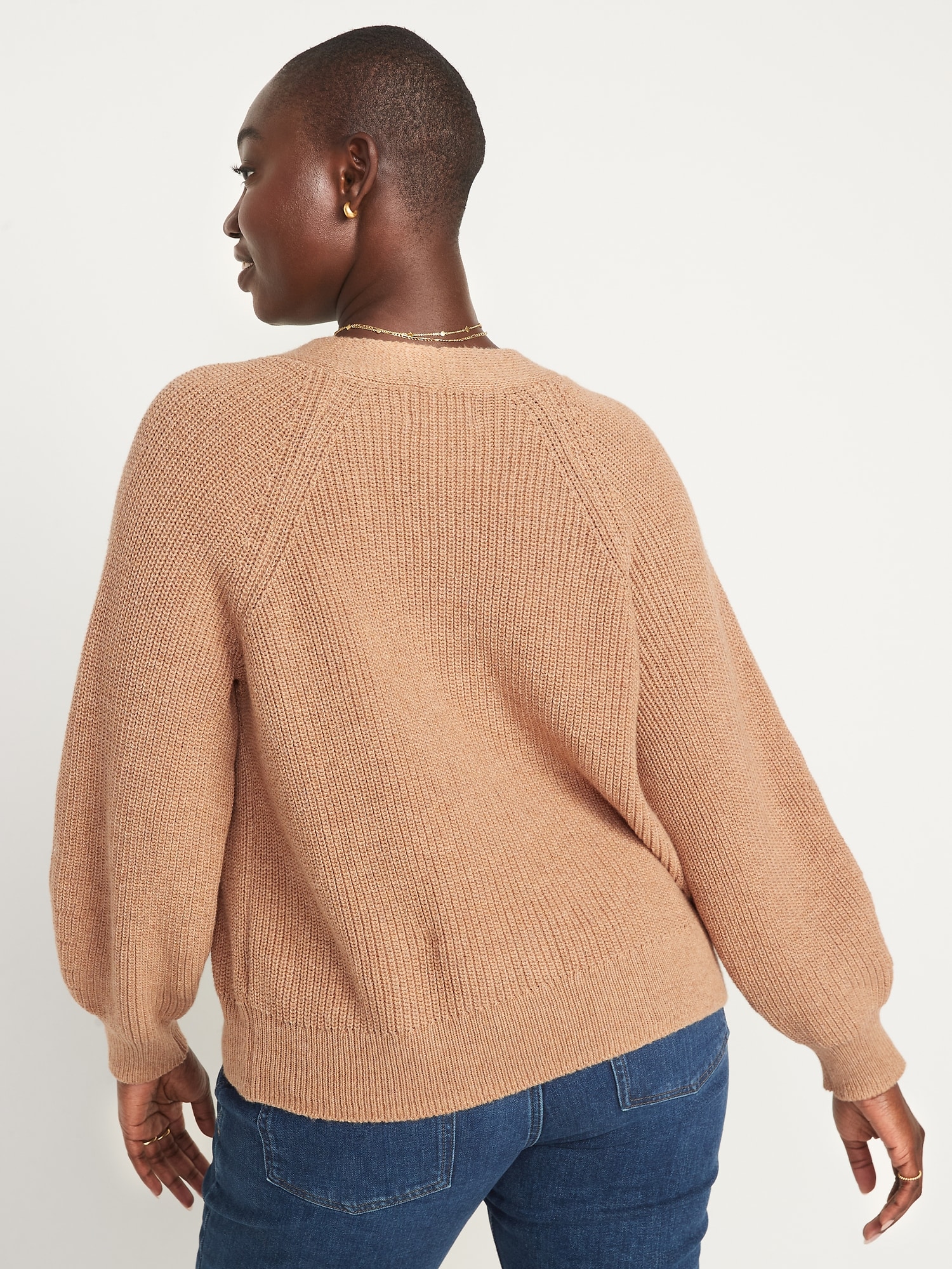 Shaker-Stitch Cardigan Sweater for Women