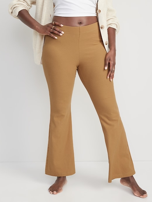 Image number 5 showing, High Waisted Rib-Knit Flare Leggings for Women