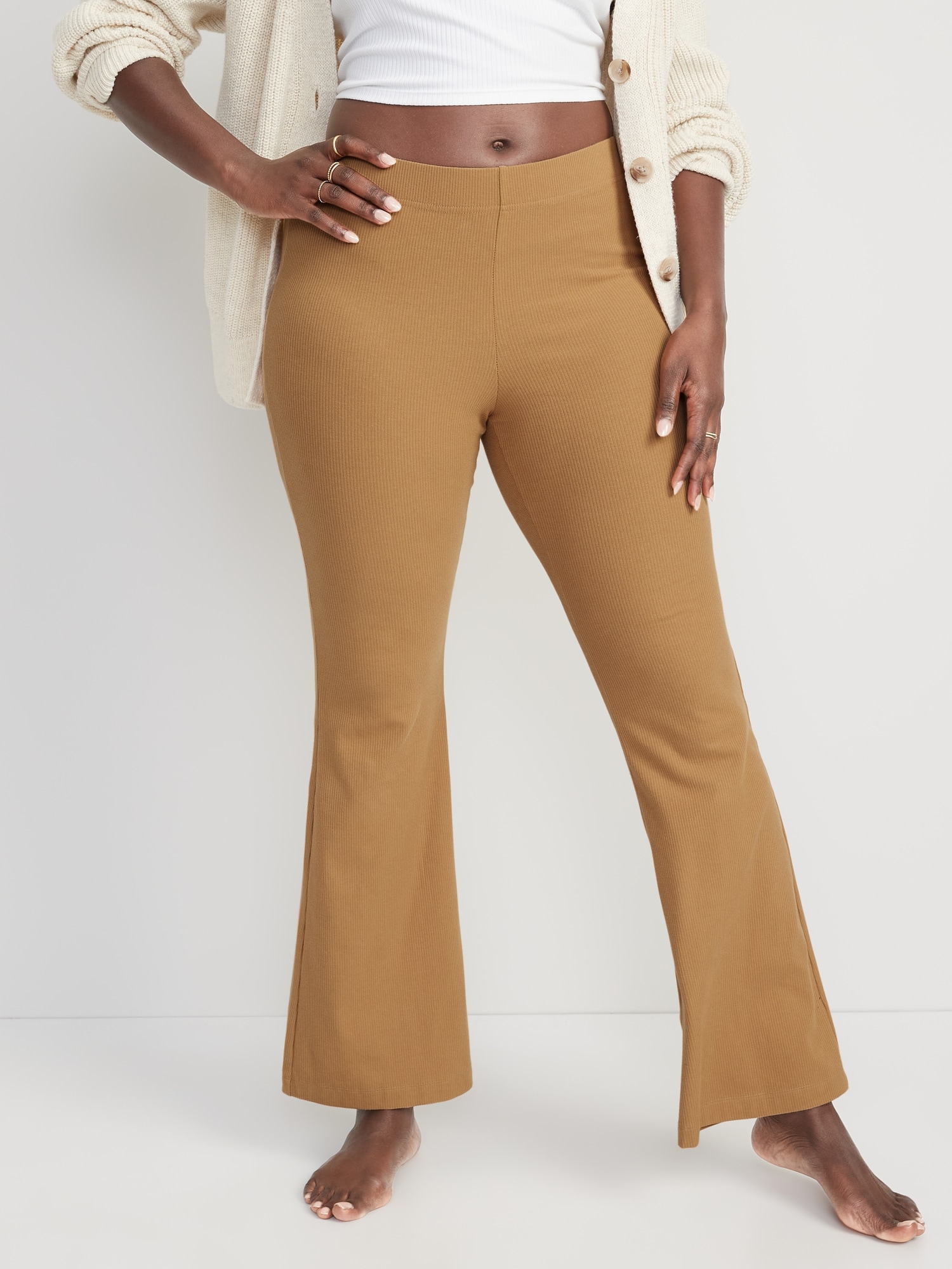 Tall Soft Rib Flared Pants  Ribbed flares, Outfits with leggings, Clothing  for tall women