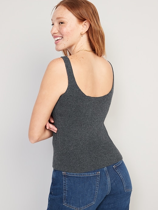 V-Neck Rib-Knit Sweater Tank Top for Women