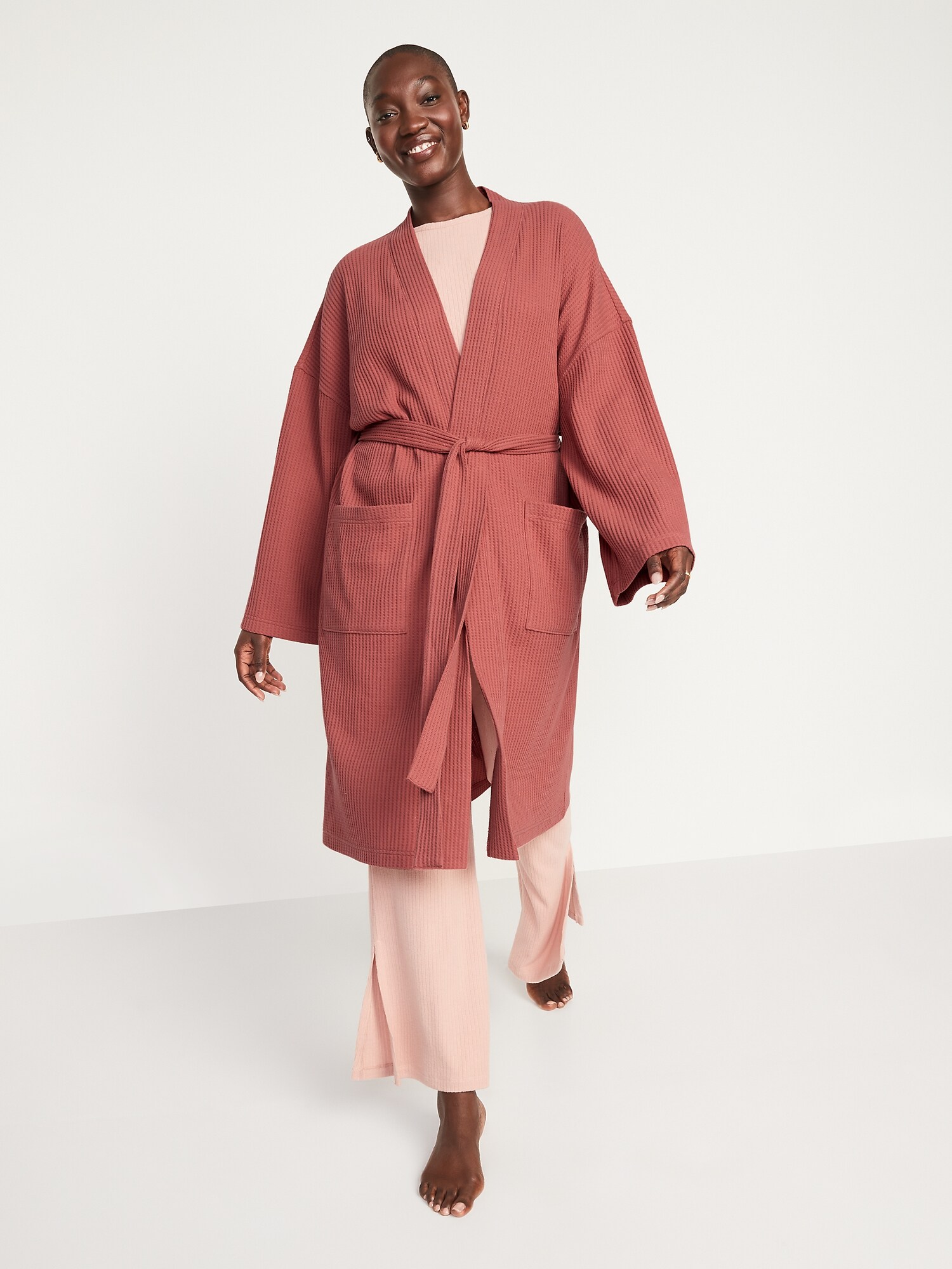 Oversized WaffleKnit TieBelt Robe for Women Old Navy