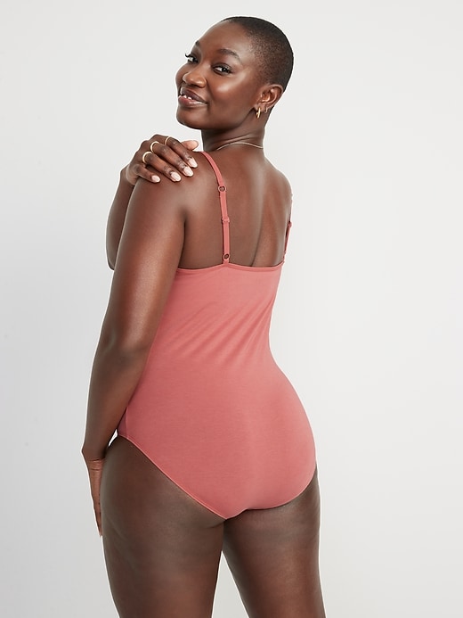 Image number 6 showing, Lace-Trimmed Supima® Cotton-Blend Cheeky Bodysuit