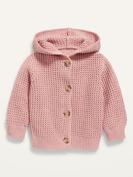 Baby knitted hooded cardigan best sale