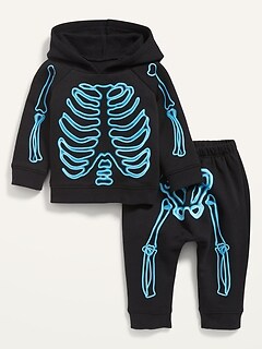 Unisex Halloween-Graphic Hoodie and Pants Set for Baby
