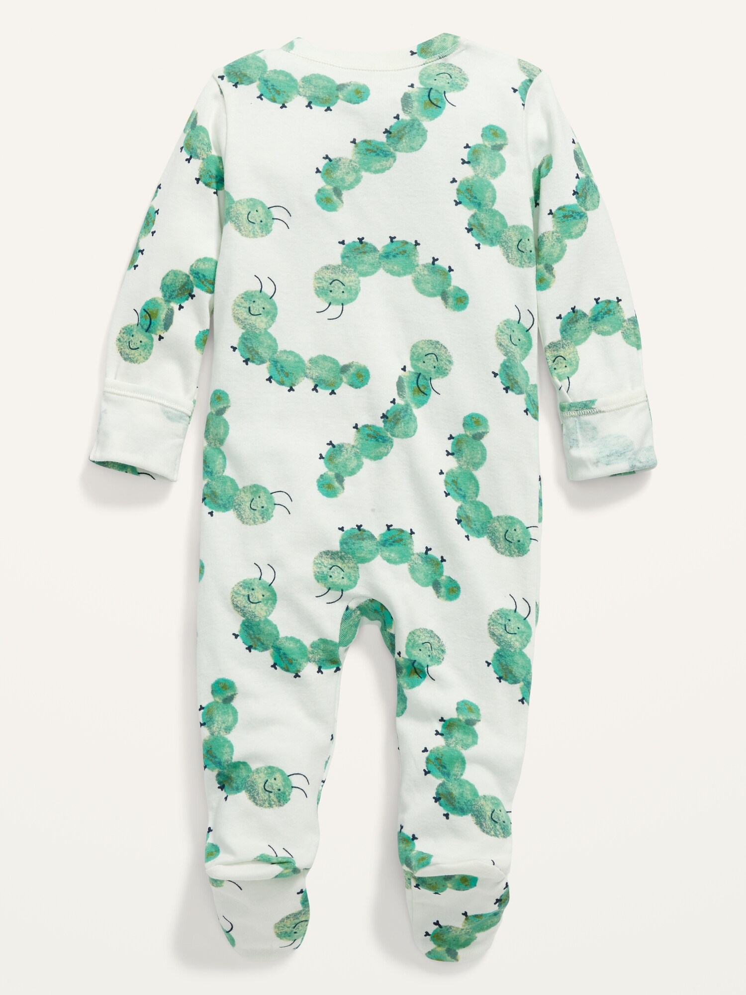 Unisex Caterpillar Print Sleep & Play 2-Way Zip Footed One-Piece for