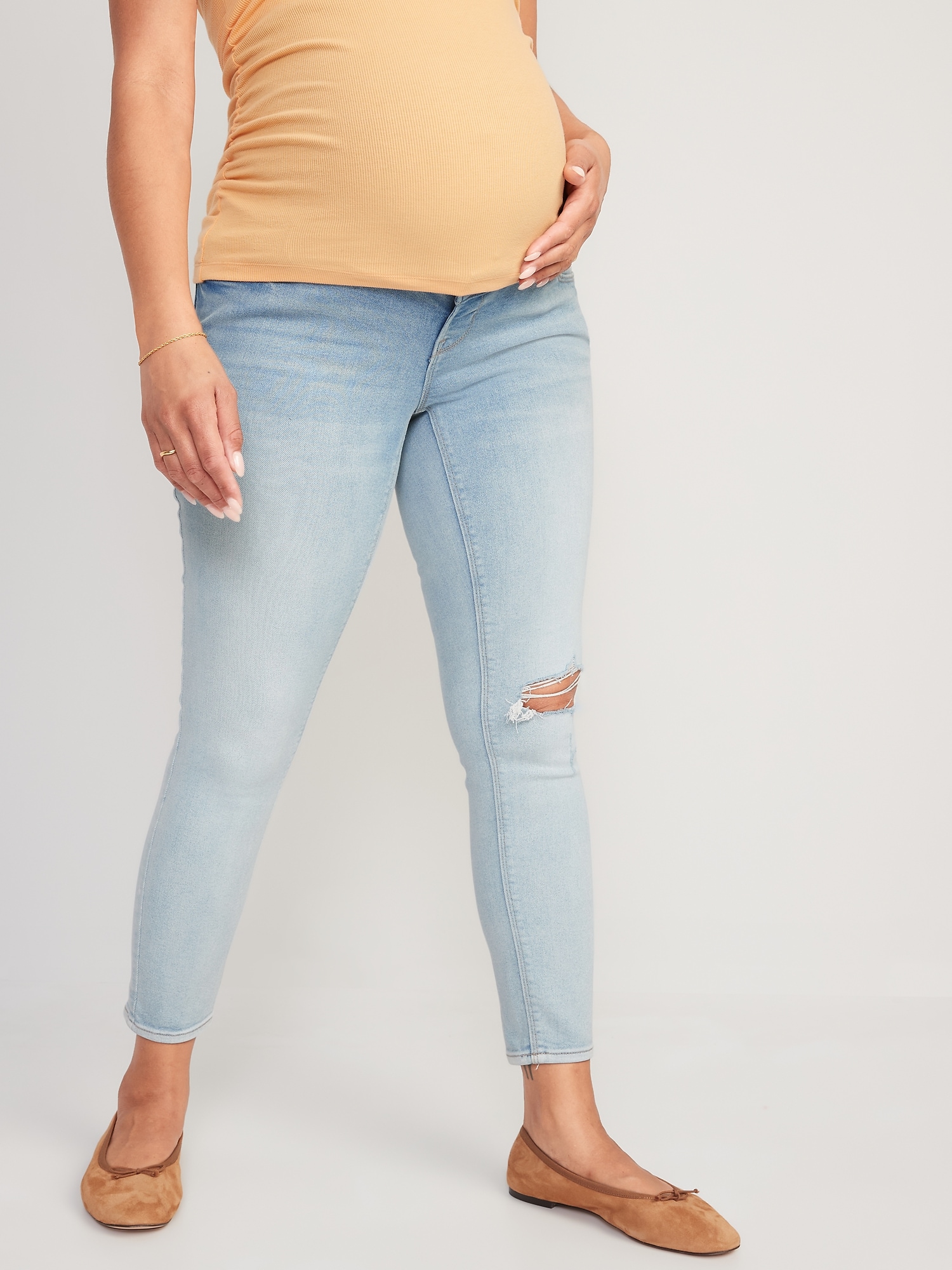 Maternity Premium Full Panel Rockstar Super Skinny Ripped Jeans Old Navy