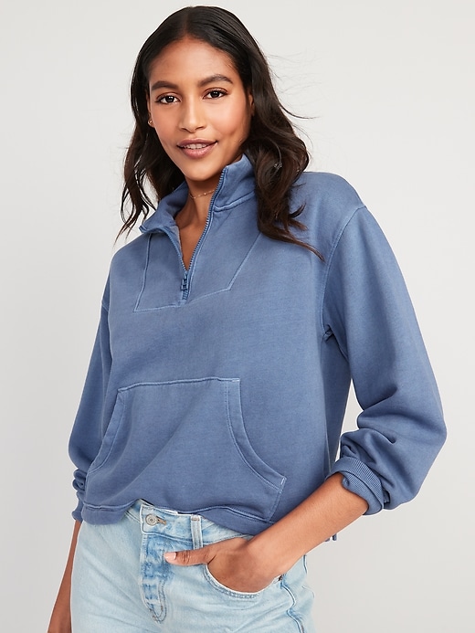 Old Navy - Mock-Neck Quarter-Zip Fleece Sweatshirt for Women