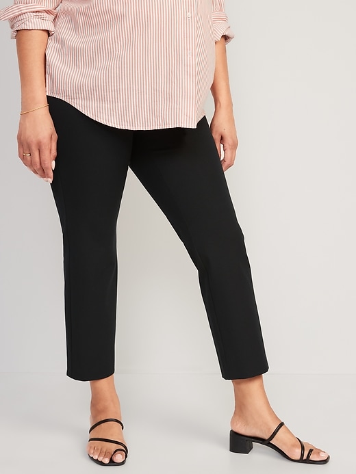 Image number 1 showing, Maternity Side-Panel Pixie Straight Ankle Pants