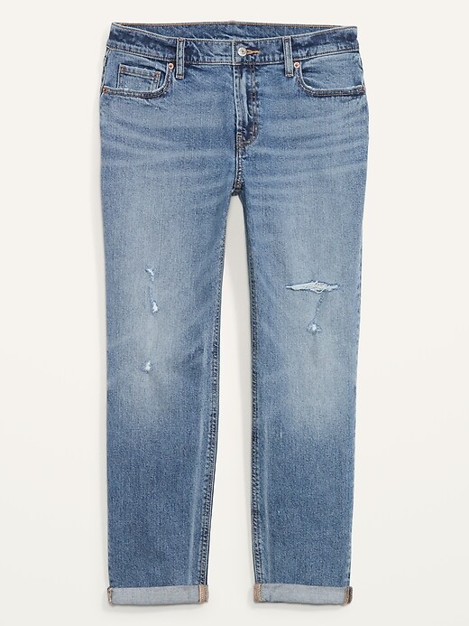 Image number 4 showing, Low-Rise Ripped Boyfriend Straight Jeans for Women