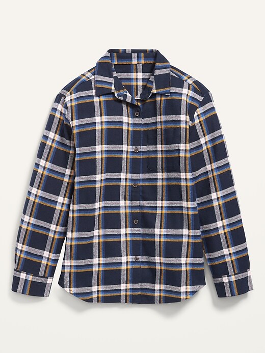 Cozy Long-Sleeve Button-Front Plaid Shirt for Girls