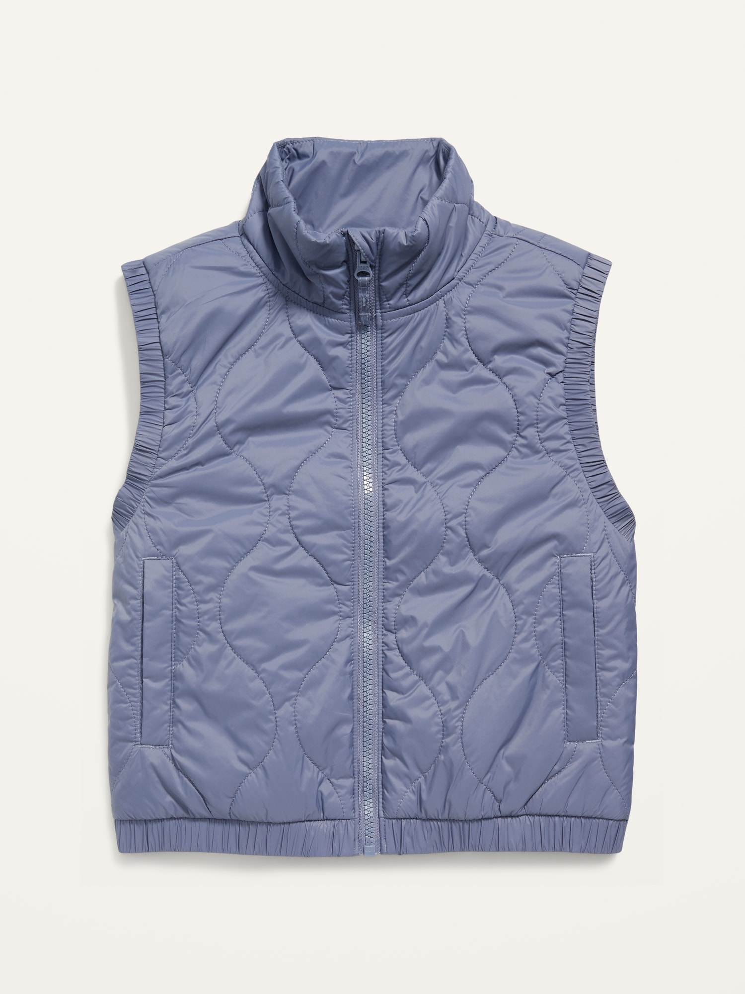 Old Navy Cropped Quilted Vest for Girls blue. 1