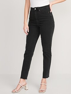 Higher High-Waisted O.G. Straight Cut-Off Black Ankle Jeans for Women