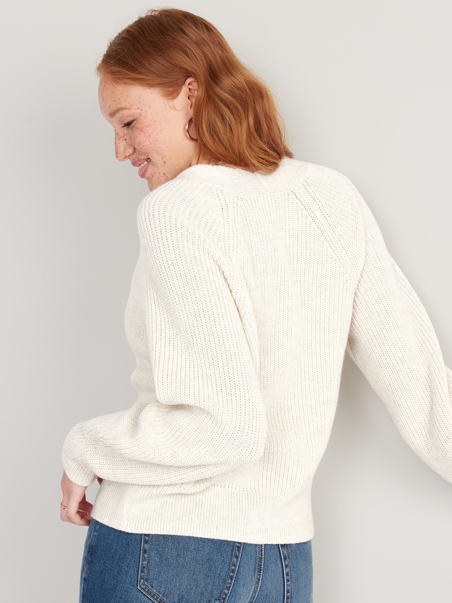 Shaker-Stitch Cardigan Sweater for 