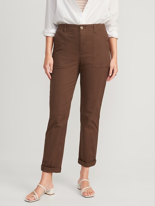 Image number 1 showing, High-Waisted OGC Chino Cropped Workwear Pants for Women
