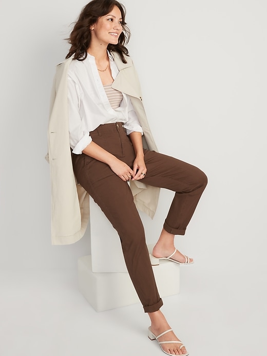Image number 3 showing, High-Waisted OGC Chino Cropped Workwear Pants for Women