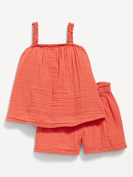 Crinkle-Crepe Tank Top & Shorts Set for Toddler Girls
