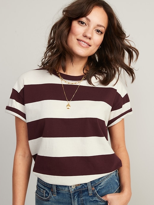Image number 1 showing, Short-Sleeve Vintage Striped T-Shirt for Women