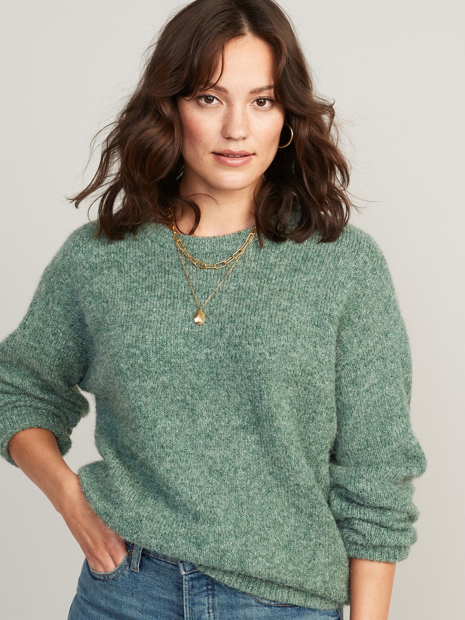  Pianpianzi Olive Sweaters Womens Loose Long Sleeve