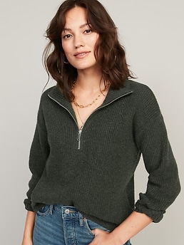 Quarter Zip Pullover Women Knit Sweater Casual Lapel summer