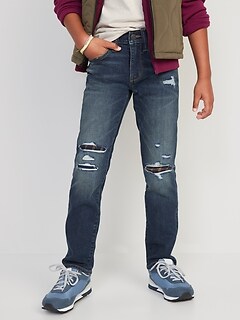 Slim 360° Stretch Ripped Plaid-Patch Jeans for Boys