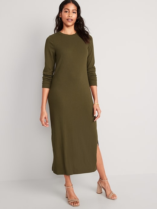 Image number 1 showing, Rib-Knit Maxi Shift Dress for Women