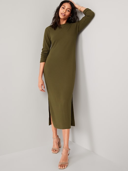 Image number 3 showing, Rib-Knit Maxi Shift Dress for Women