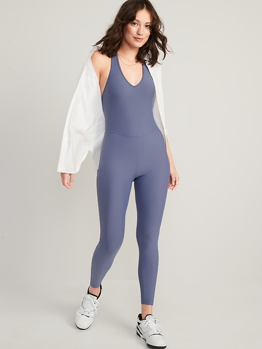 Image number 1 showing, PowerSoft Sleeveless Open-Back Bodysuit -- 25-inch inseam