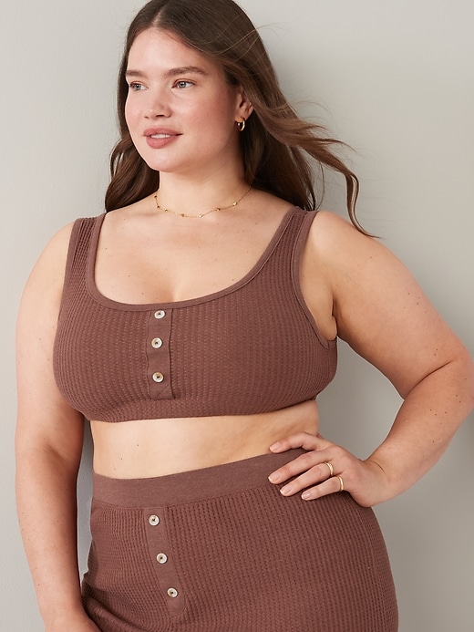 Image number 7 showing, Waffle-Knit Pajama Cami Bralette Top