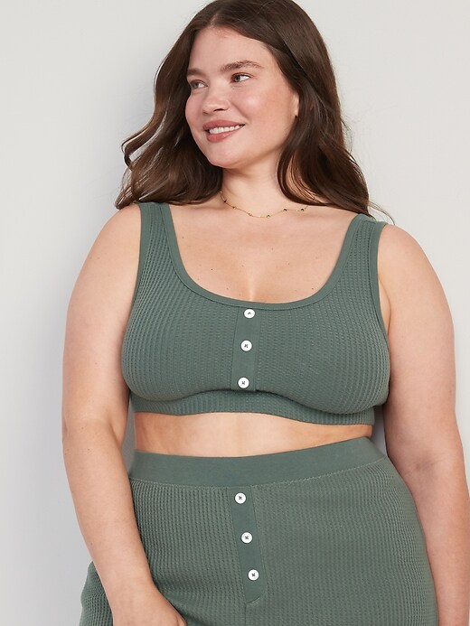 Image number 7 showing, Waffle-Knit Pajama Cami Bralette Top