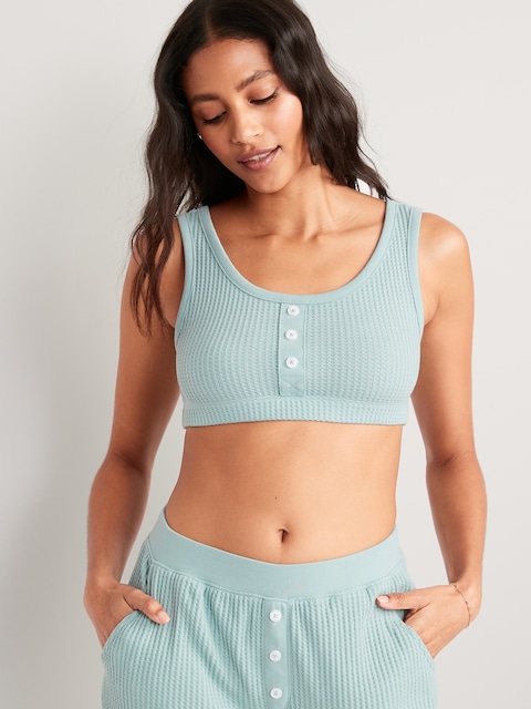 Waffle-Knit Pajama Cami Bralette Top