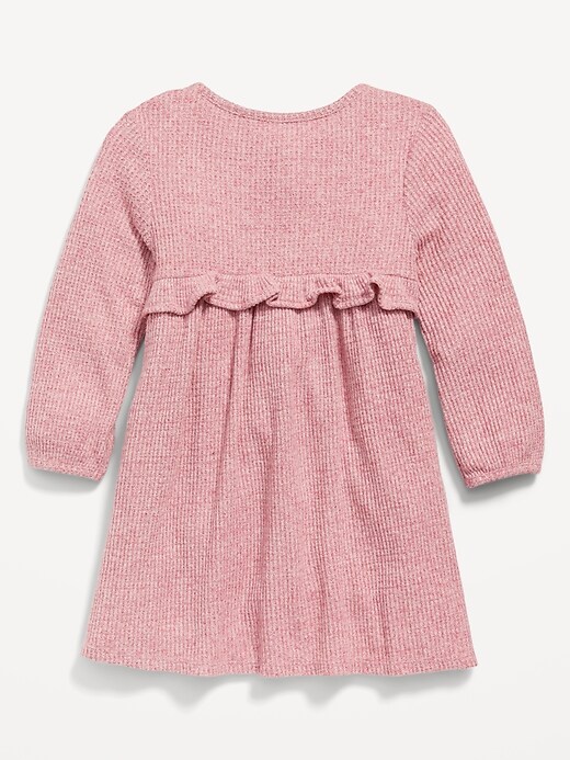 View large product image 2 of 3. Long-Sleeve Thermal-Knit Henley Dress for Toddler Girls