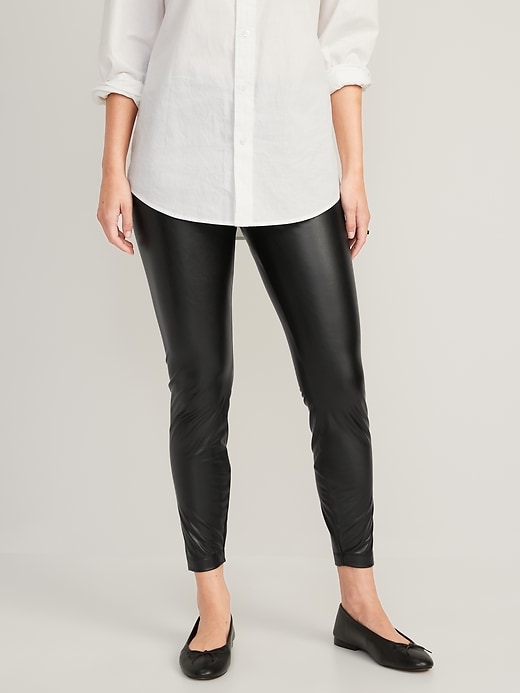 Image number 1 showing, High-Waisted Faux Leather Leggings for Women
