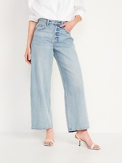 Extra High-Waisted Baggy Wide-Leg  Non-Stretch Jeans for Women