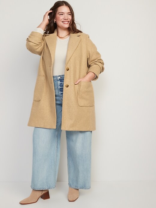 Image number 5 showing, Oversized Soft-Brushed Button-Front Coat for Women