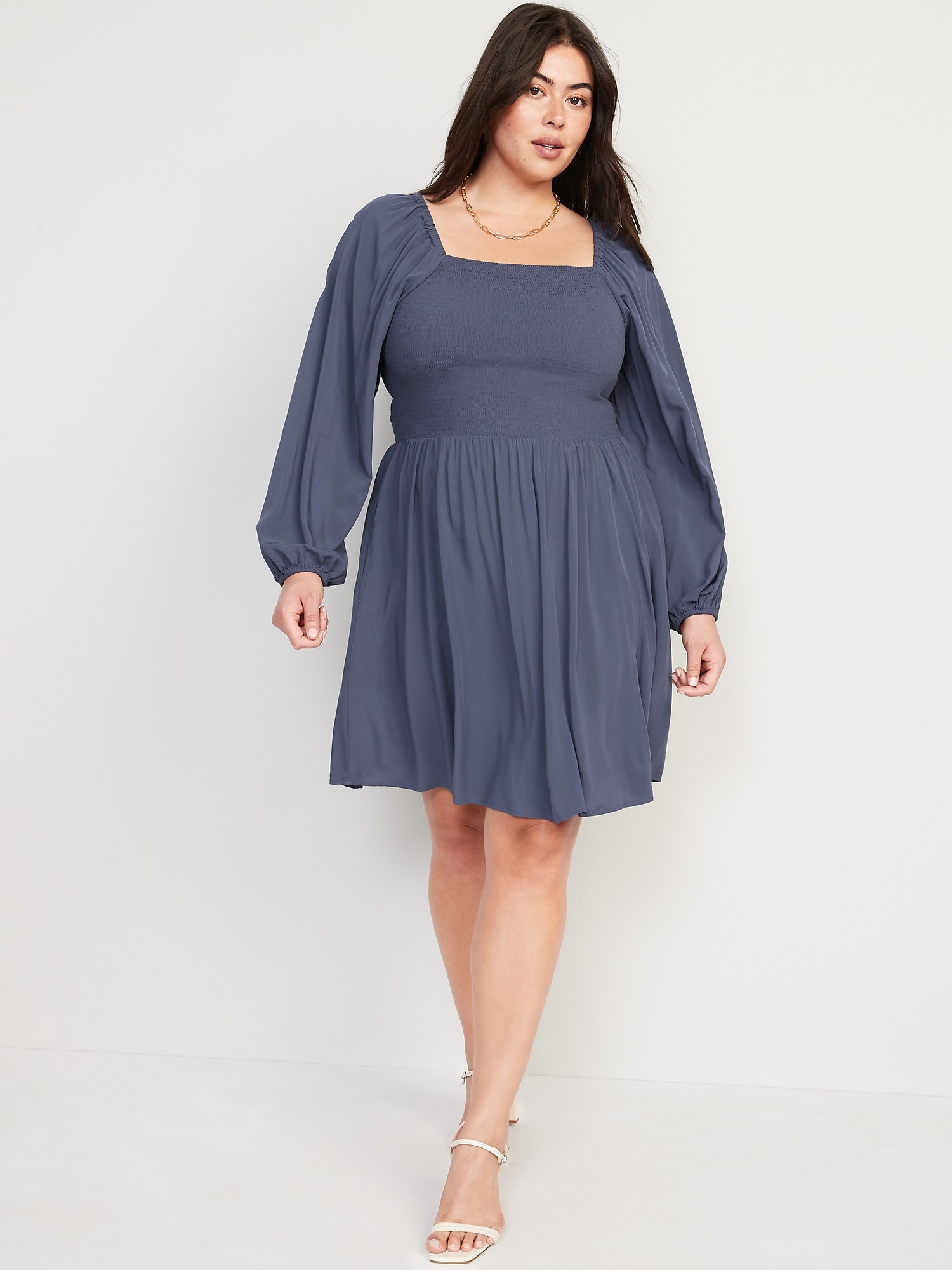Fit & Flare Long-Sleeve Smocked Mini Dress for Women | Old Navy