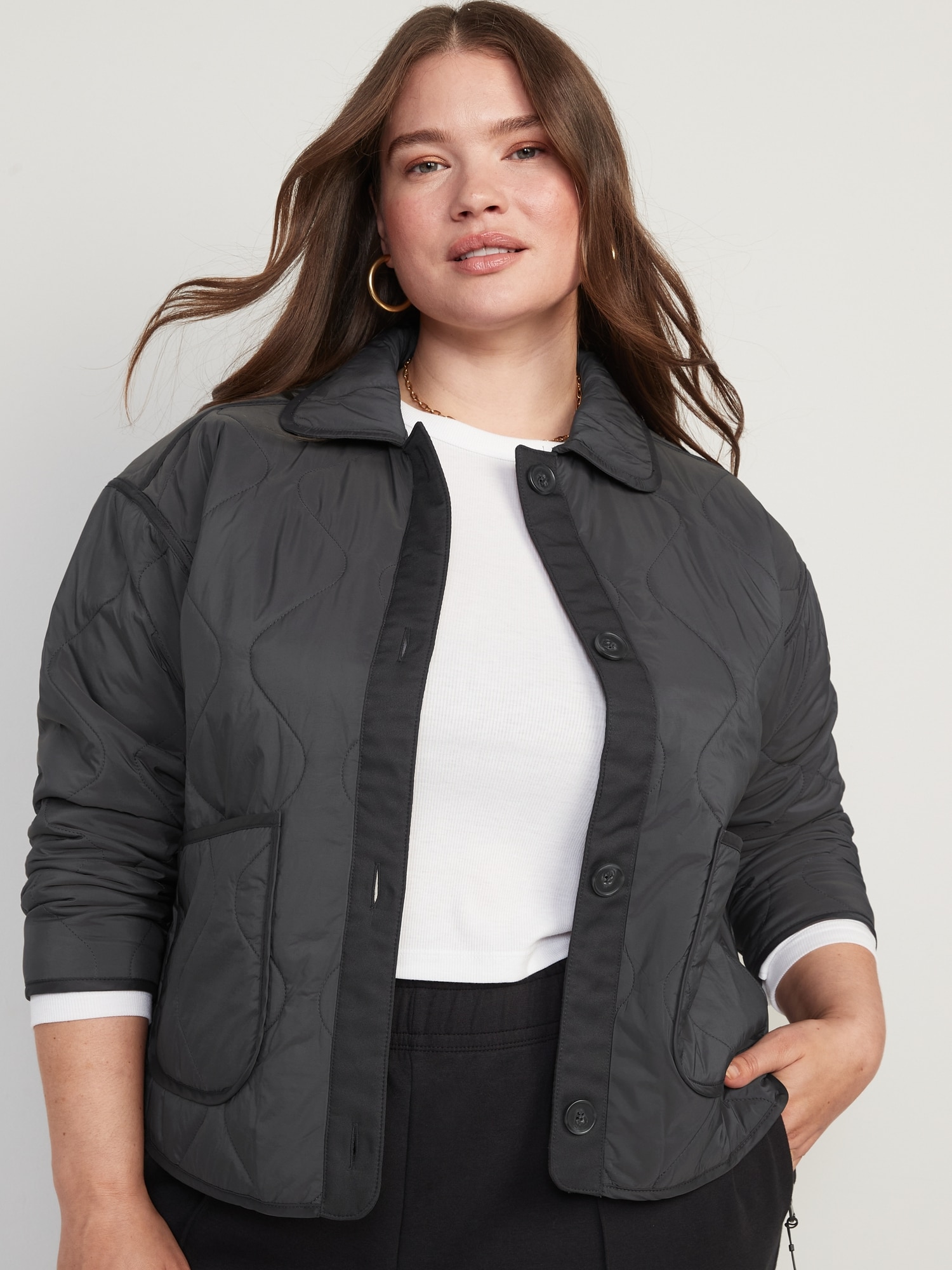 Oversized Quilted Utility Jacket for Women | Old Navy