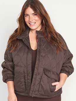 Packable Oversized Water-Resistant Quilted Jacket for Women