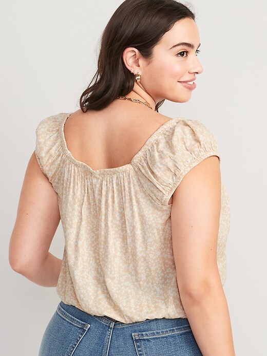 Cap-Sleeve Cropped Pintucked Poet Blouse for Women | Old Navy