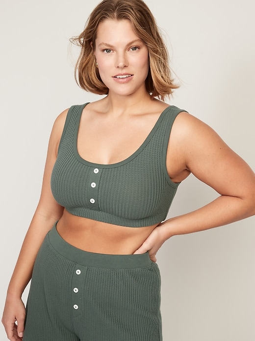 Image number 5 showing, Waffle-Knit Pajama Cami Bralette Top