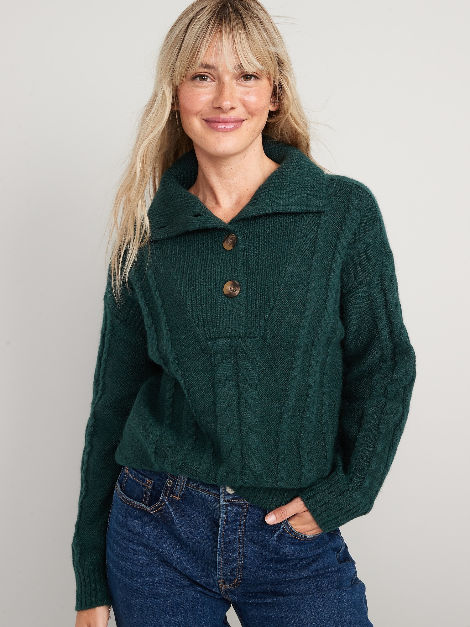 Button-Front Cable-Knit Sweater for Women | Old Navy