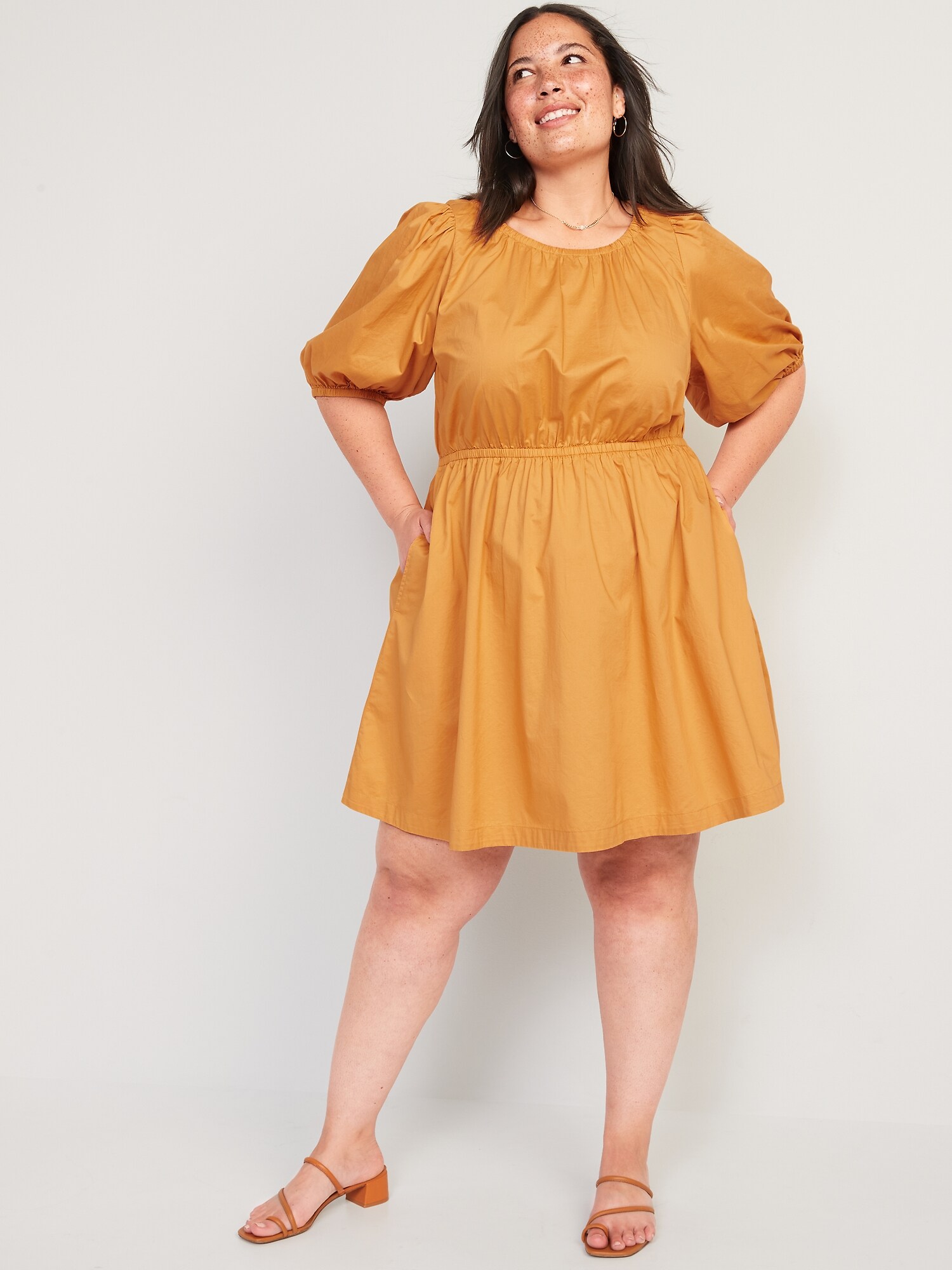 Plus size yellow hot sale dress with sleeves