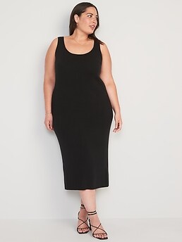 Fitted Rib-Knit Midi Tank Sweater Dress for Women