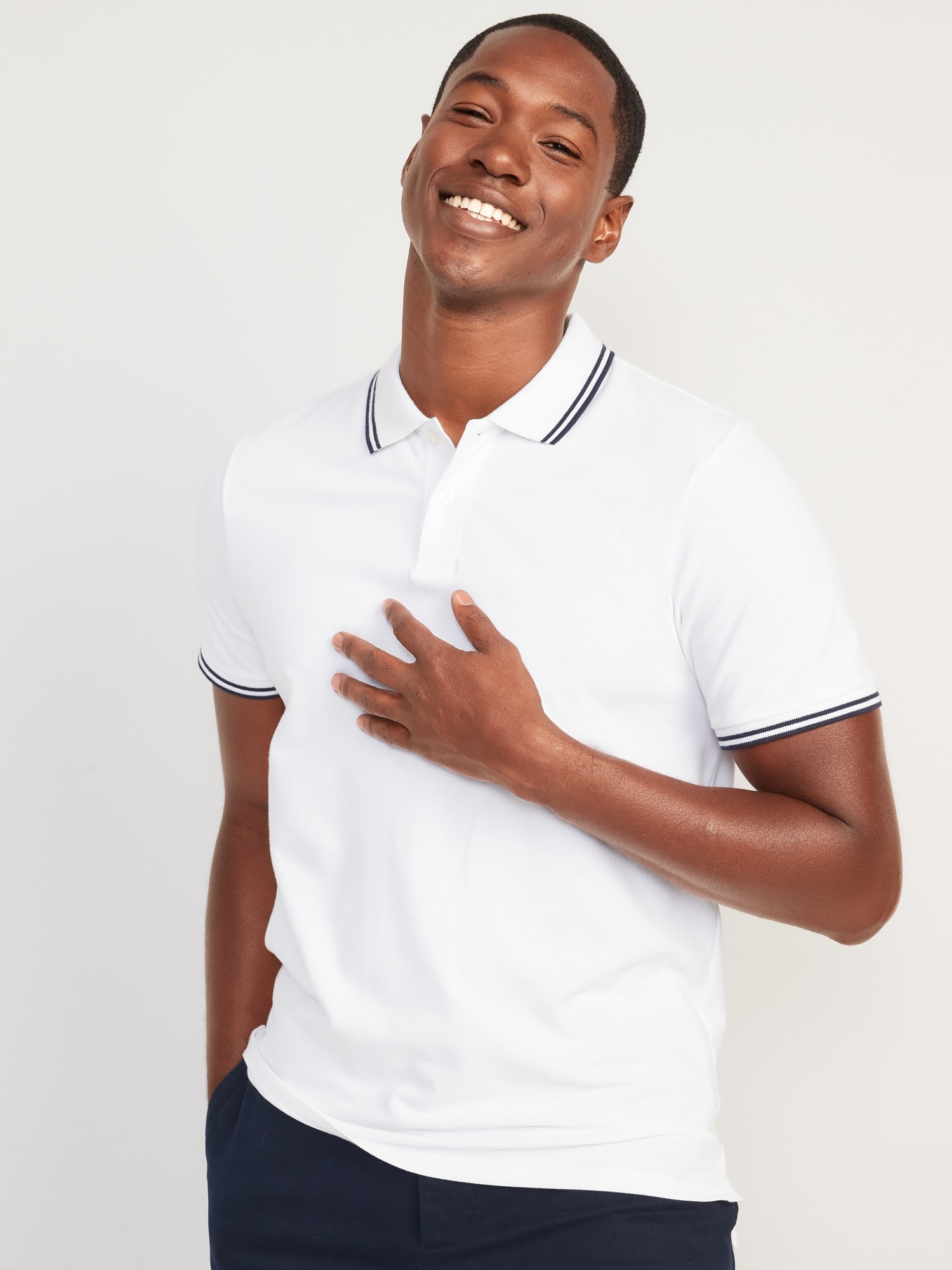 Moisture-Wicking Tipped Pique Pro Polo Shirt for Men | Old Navy