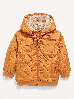 Unisex Hooded Water-Resistant Quilted Jacket for Toddler