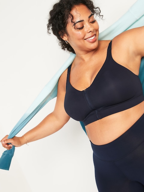 High-Support PowerSoft Zip-Front Sports Bra 38DDD-48D