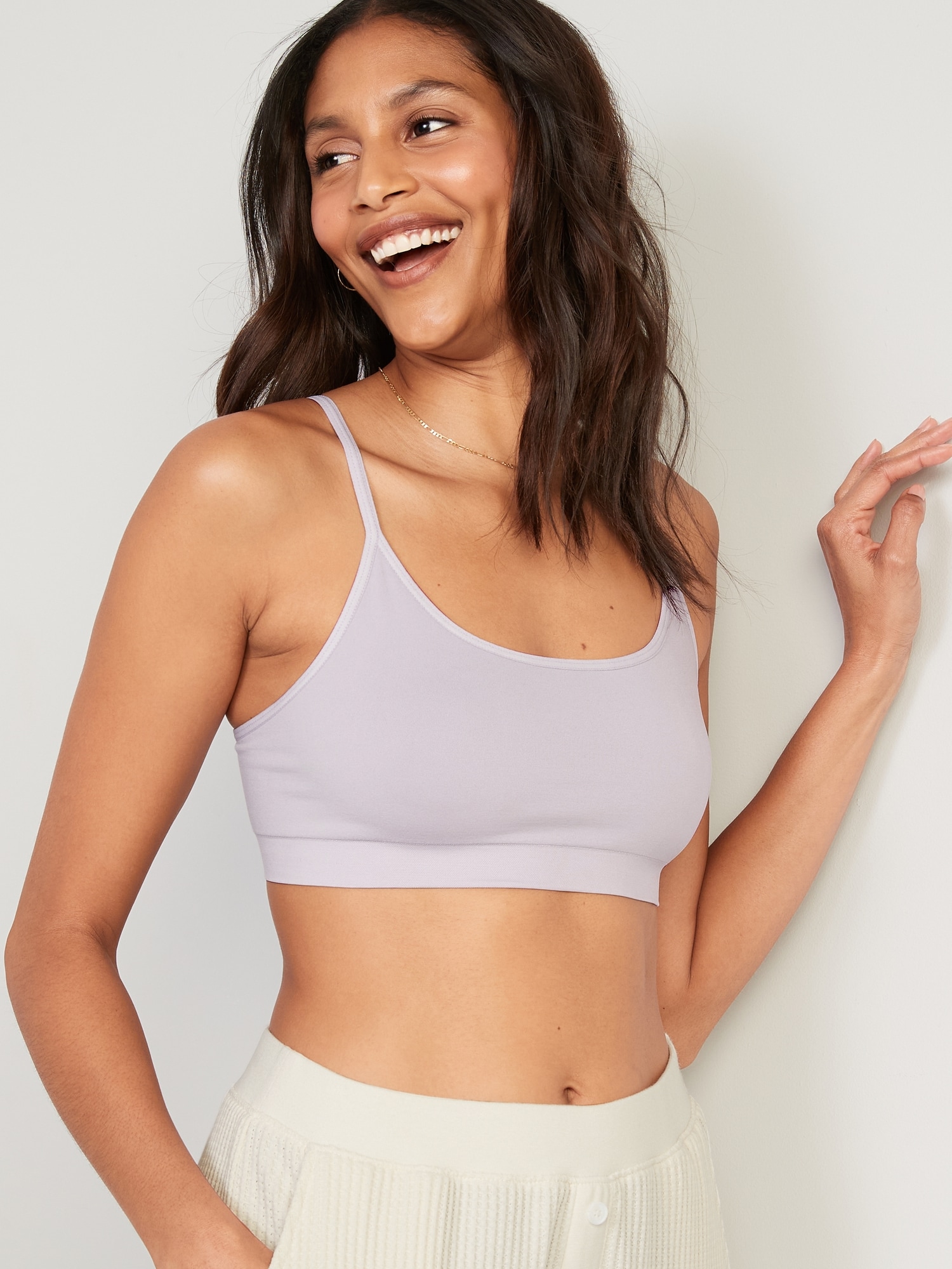 Old Navy - Cropped Rib-Knit Seamless Cami Bra Top for Women blue