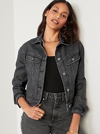 Half black half blue best sale jean jacket