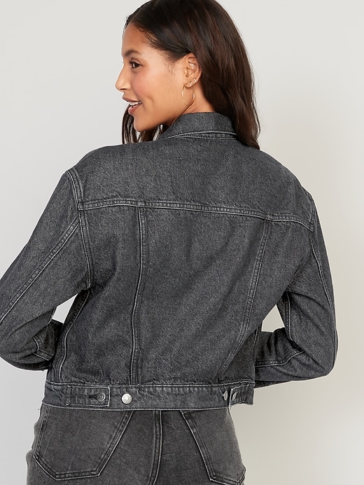 Black washed out denim jacket best sale